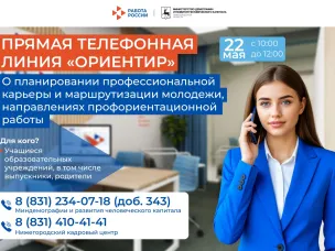 Прямая телефонная линия по профориентации для учащихся и их родителей пройдет в Нижегородской области 22 мая